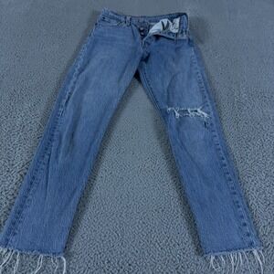 Levis Jeans Womens 25x28 Blue 501 Original Fit Straight Light Wash Button Fly